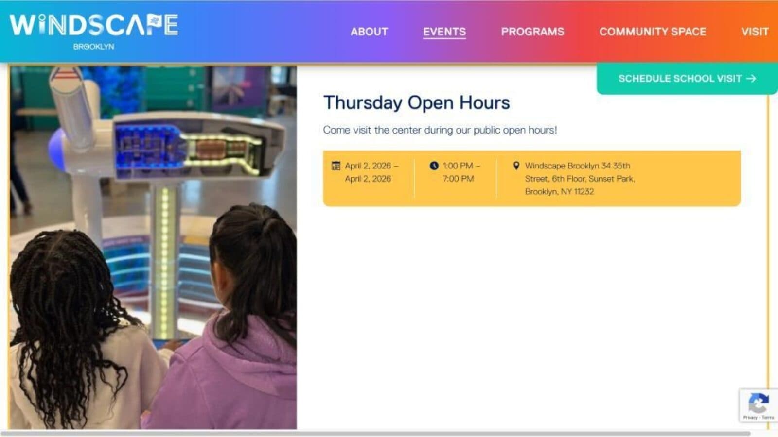 Windscape Brooklyn Open Hours April 2